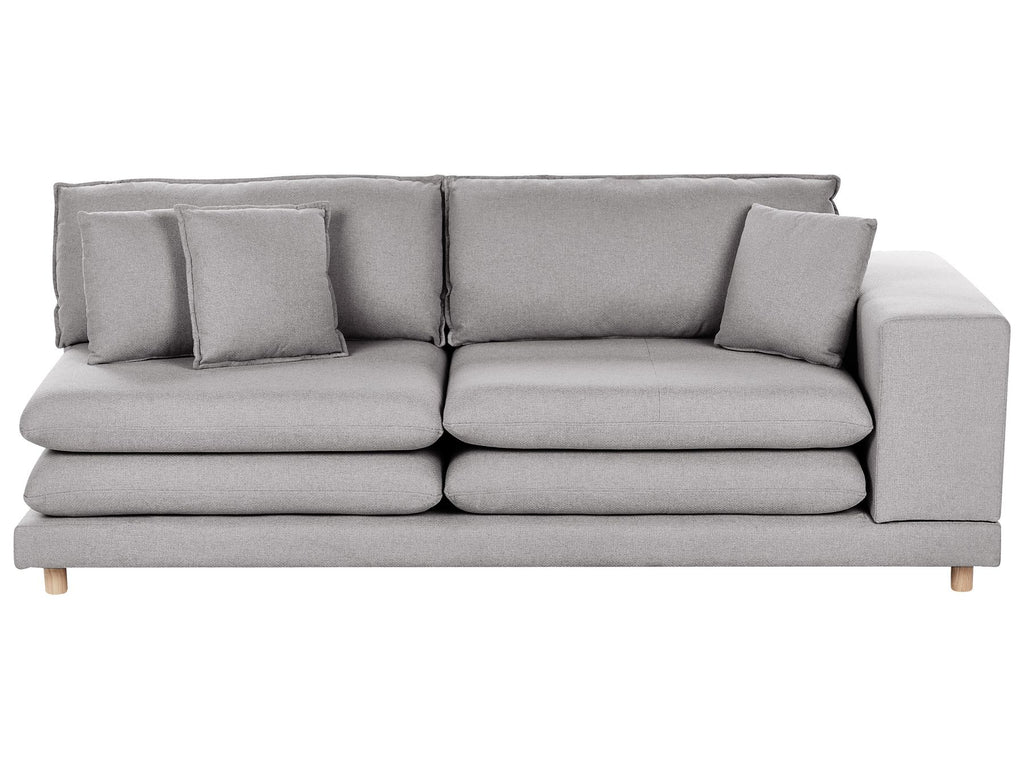 2 Seater Fabric Sofa with Ottoman Grey HEDEN