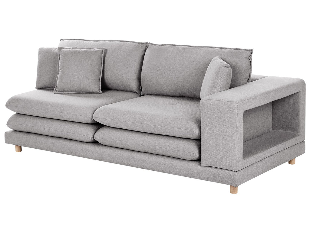 2 Seater Fabric Sofa with Ottoman Grey HEDEN