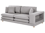 2 Seater Fabric Sofa with Ottoman Grey HEDEN