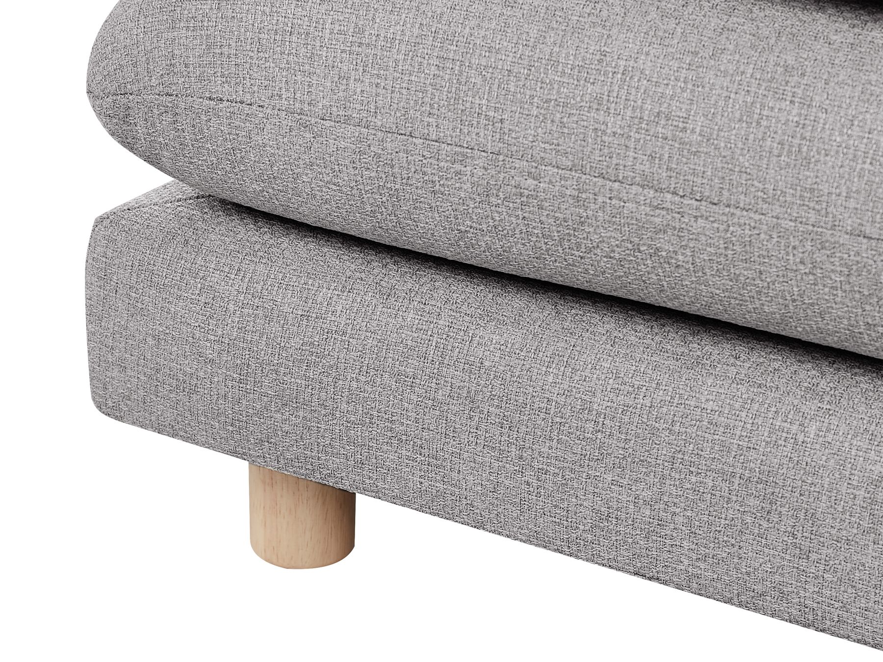 2 Seater Fabric Sofa with Ottoman Grey HEDEN
