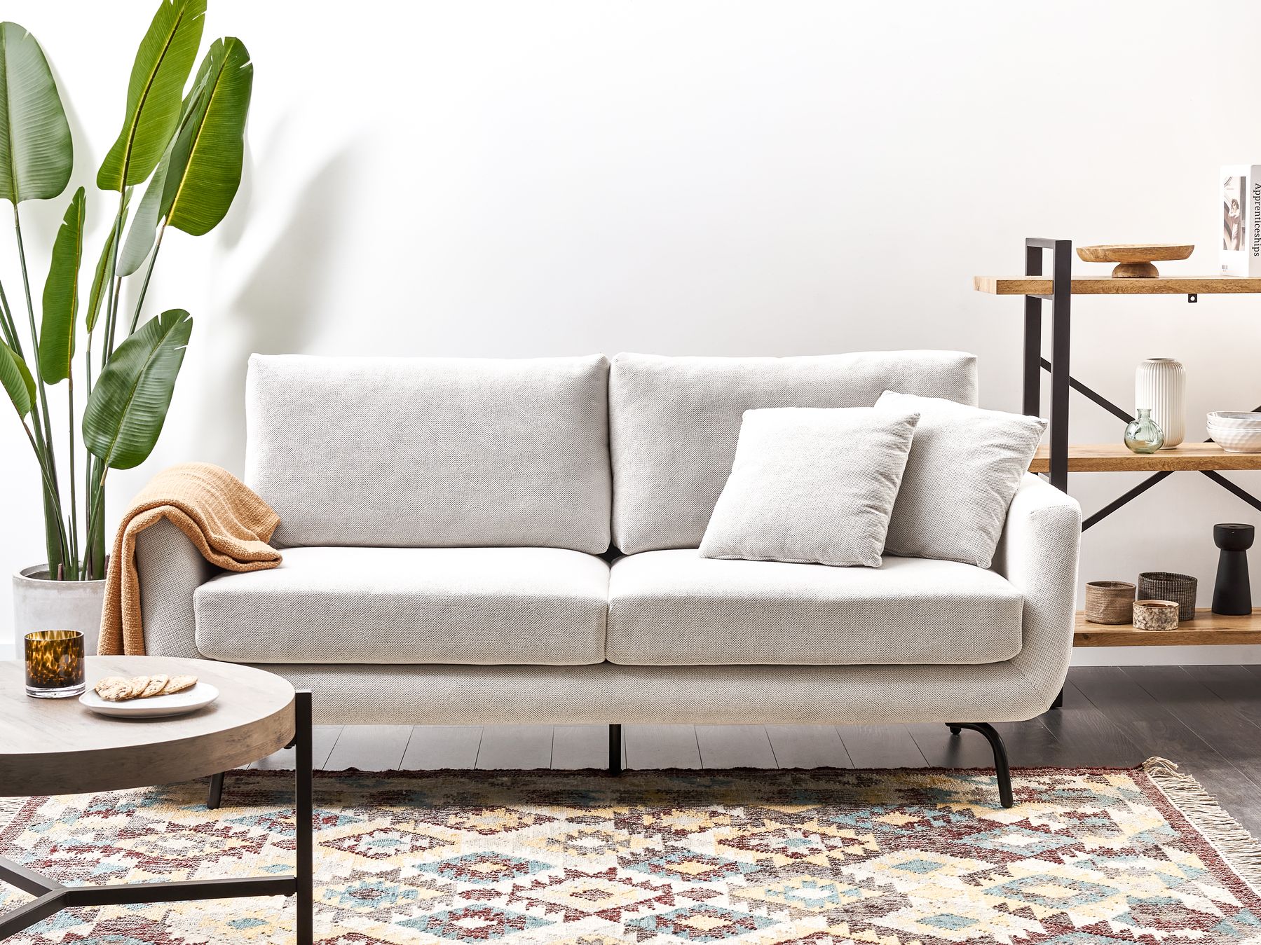 3 Seater Fabric Sofa Off-White VESALA