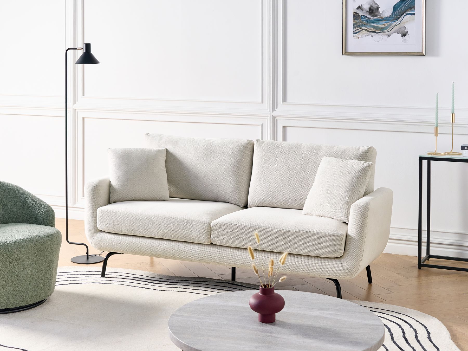 3 Seater Fabric Sofa Off-White VESALA