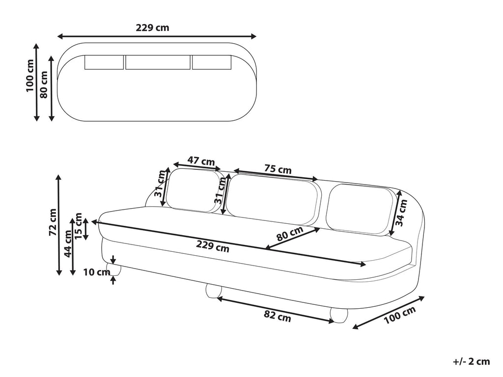 3 Seater Fabric Sofa Off-White FANSEN