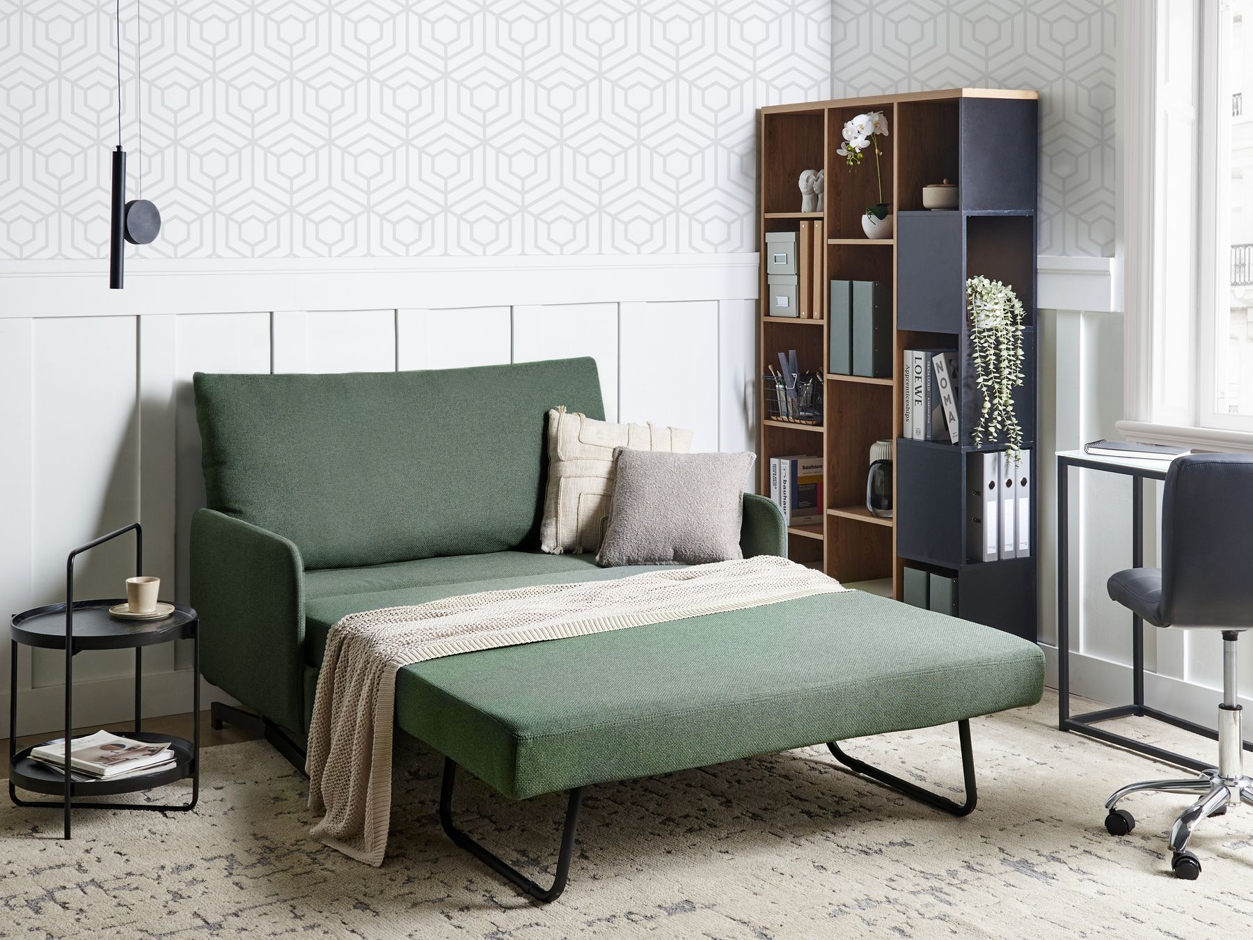 Fabric Sofa Bed Green BELFAST