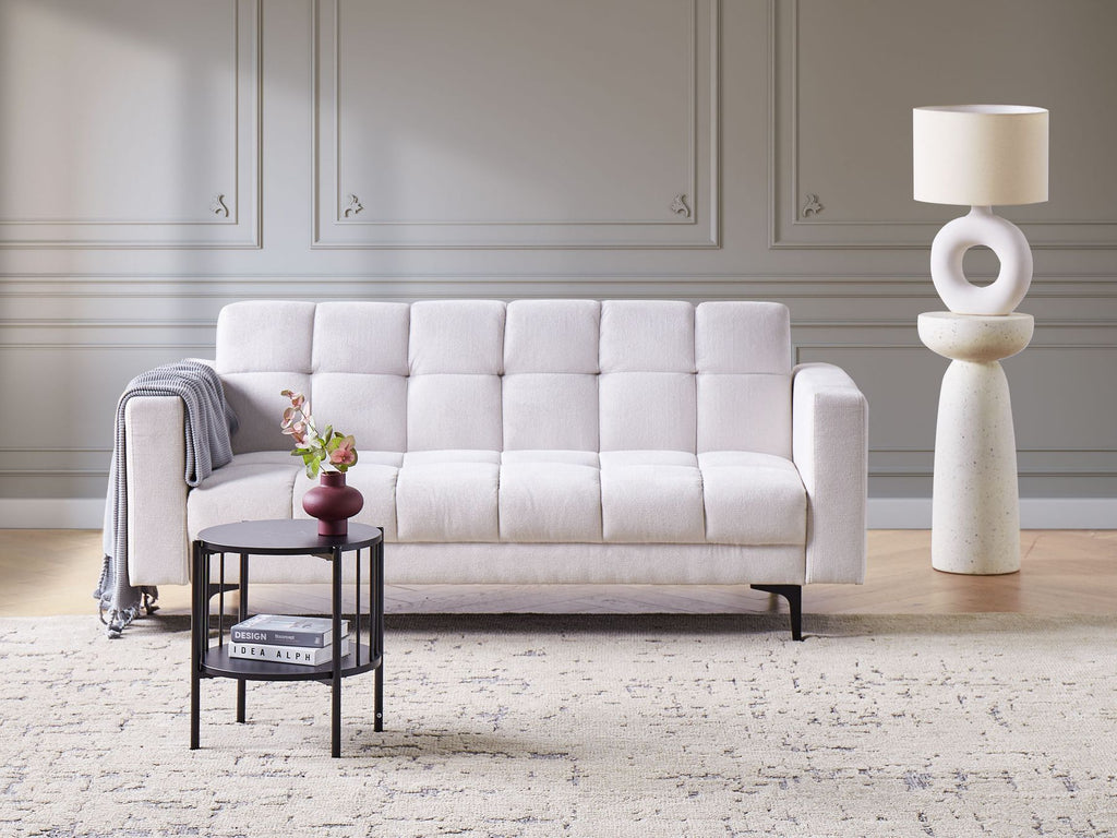 Sofa Bed ALNES Fabric Off-White 3 Seater