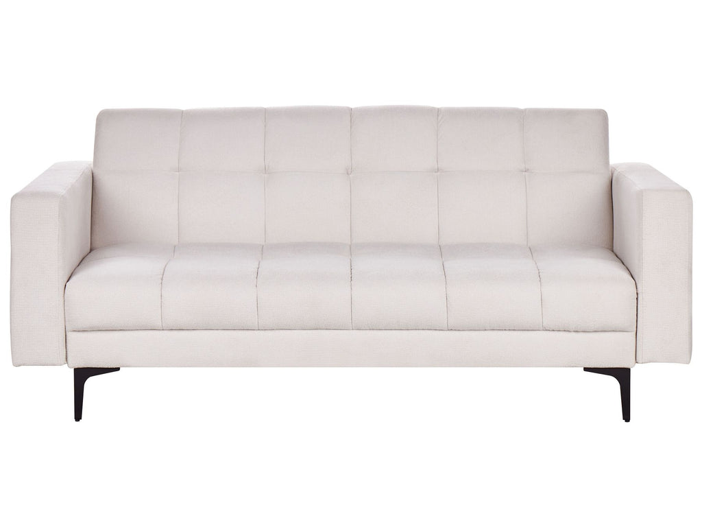 Sofa Bed ALNES Fabric Off-White 3 Seater