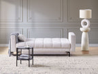 Sofa Bed ALNES Fabric Off-White 3 Seater