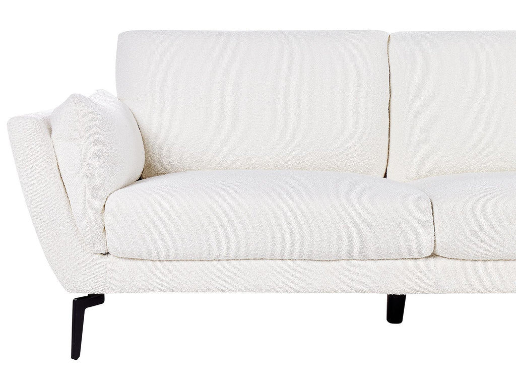 3 Seater Boucle Sofa White KANSSELI