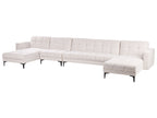 Modular U-Shape Sofa Bed ALNES Fabric Off-White 6 Seater