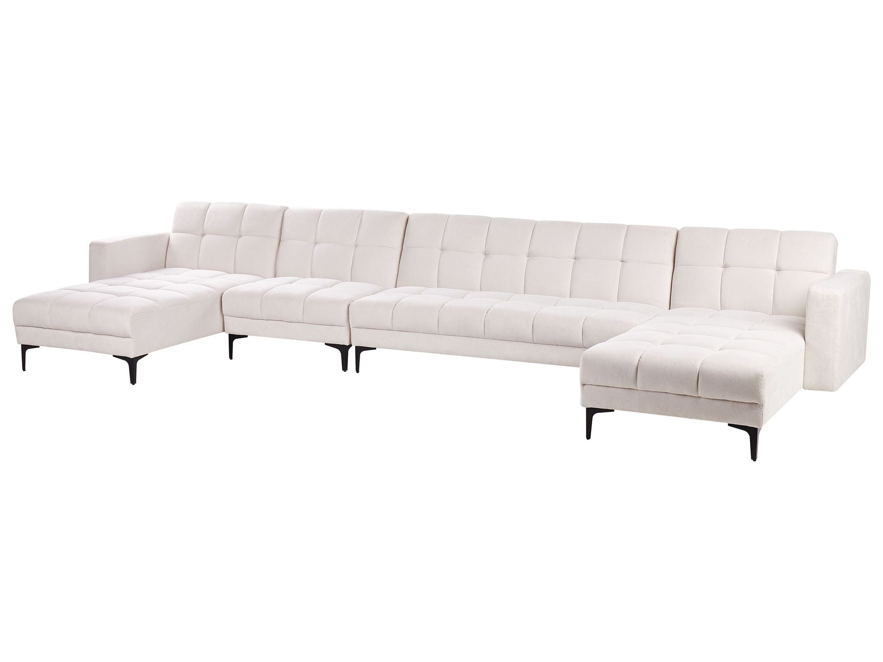 Modular U-Shape Sofa Bed ALNES Fabric Off-White 6 Seater