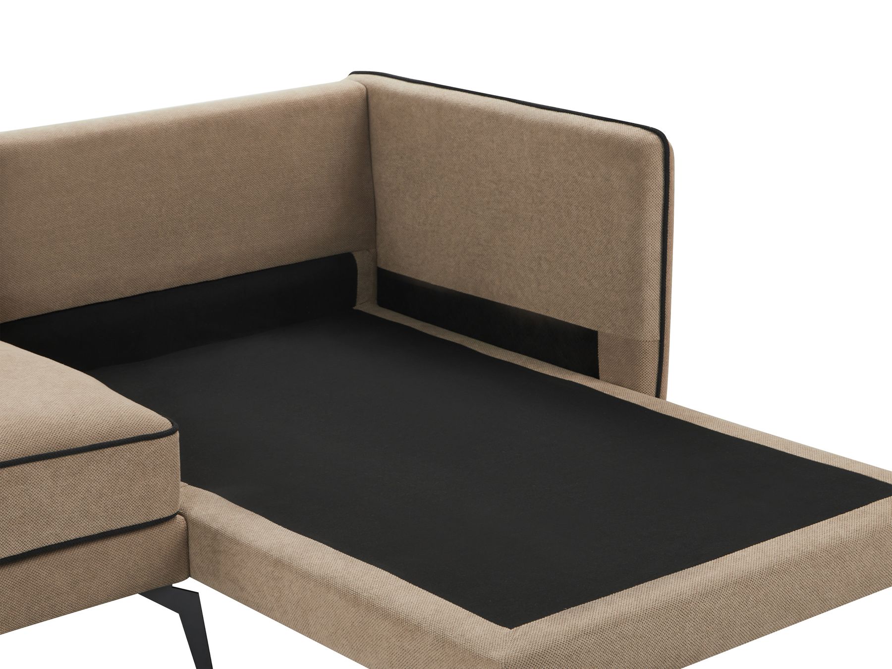 Left Hand Fabric Corner Sofa Light Brown ALTAN