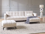 Modular Corner Sofa Bed ALNES Fabric Off-White 4 Seater Left Hand