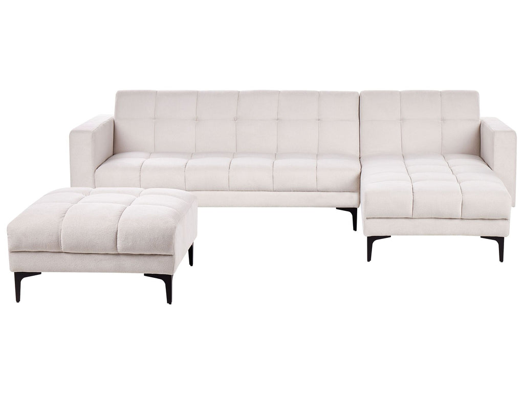 Modular Corner Sofa Bed ALNES Fabric Off-White 4 Seater Left Hand