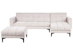 Modular Corner Sofa Bed ALNES Fabric Off-White 4 Seater Left Hand