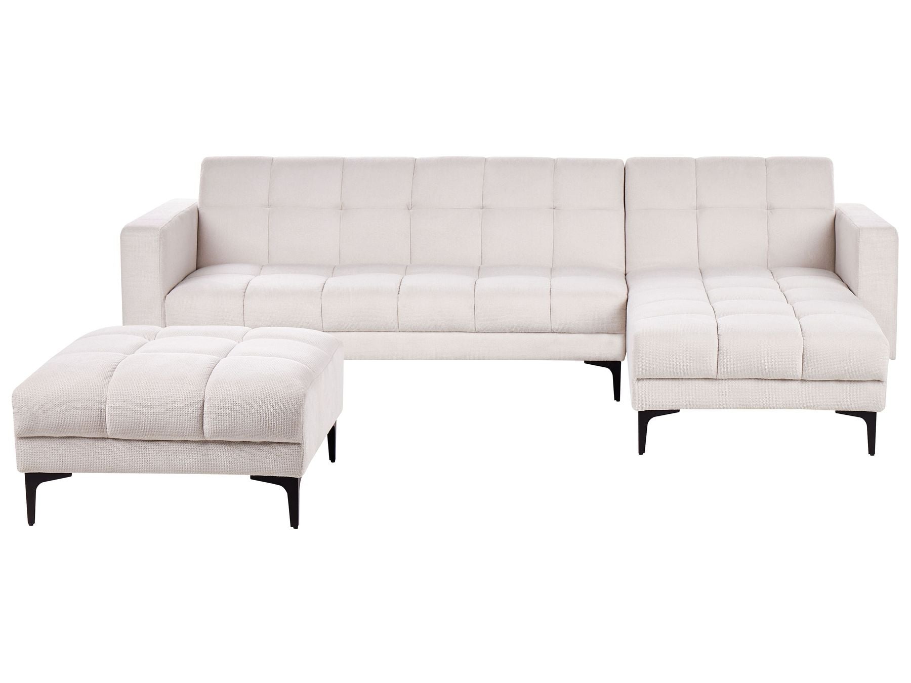 Modular Corner Sofa Bed ALNES Fabric Off-White 4 Seater Left Hand