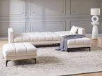 Modular Corner Sofa Bed ALNES Fabric Off-White 4 Seater Left Hand