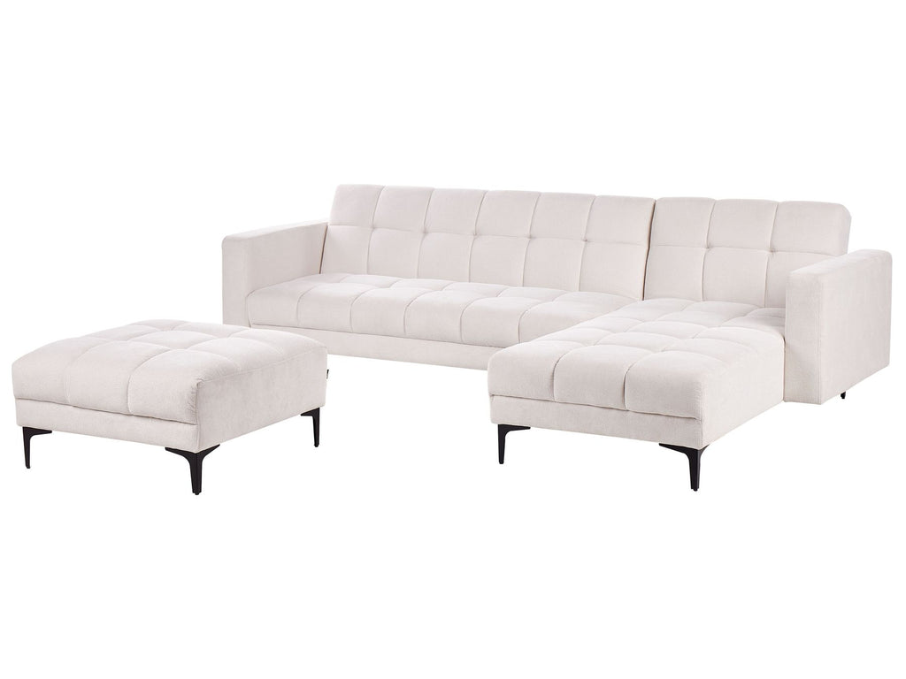Modular Corner Sofa Bed ALNES Fabric Off-White 4 Seater Left Hand