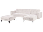 Modular Corner Sofa Bed ALNES Fabric Off-White 4 Seater Left Hand