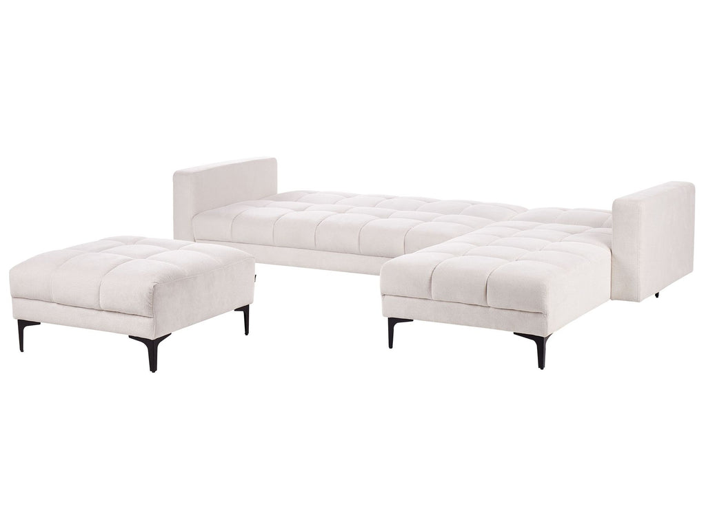 Modular Corner Sofa Bed ALNES Fabric Off-White 4 Seater Left Hand