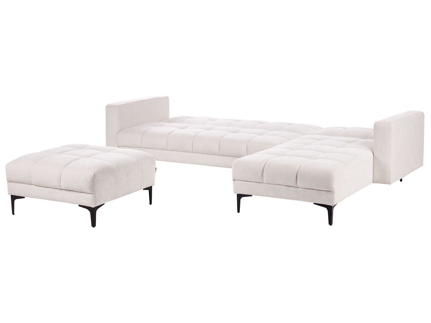 Modular Corner Sofa Bed ALNES Fabric Off-White 4 Seater Left Hand