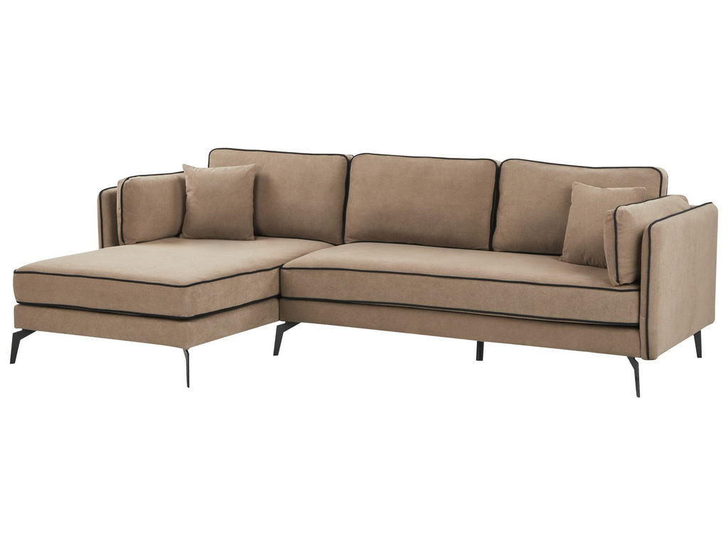 Right Hand Fabric Corner Sofa Light Brown ALTAN