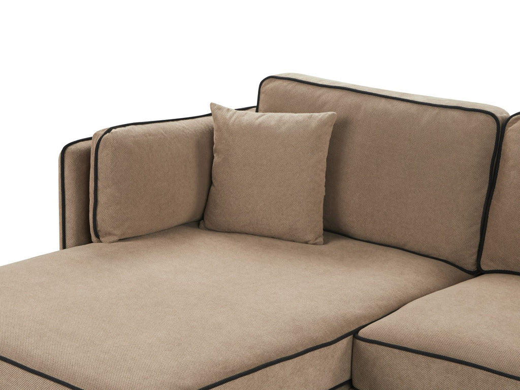 Right Hand Fabric Corner Sofa Light Brown ALTAN