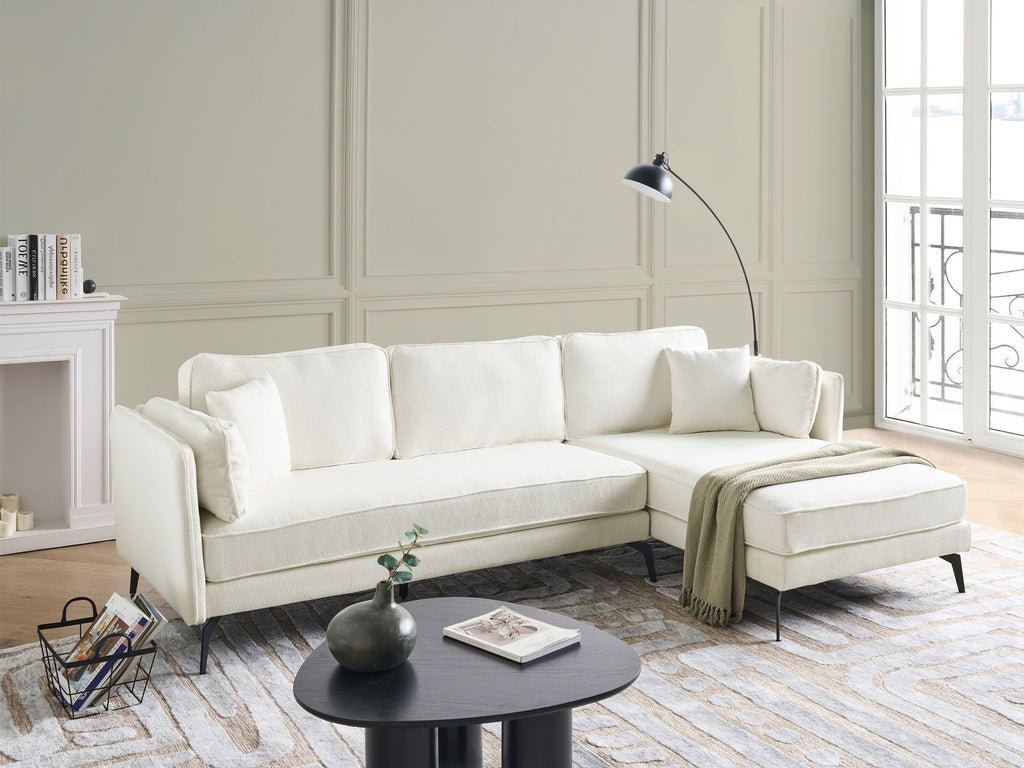 Left Hand Boucle Corner Sofa Off-White ALTAN