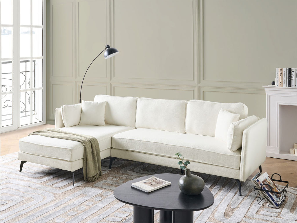 Right Hand Boucle Corner Sofa Off-White ALTAN