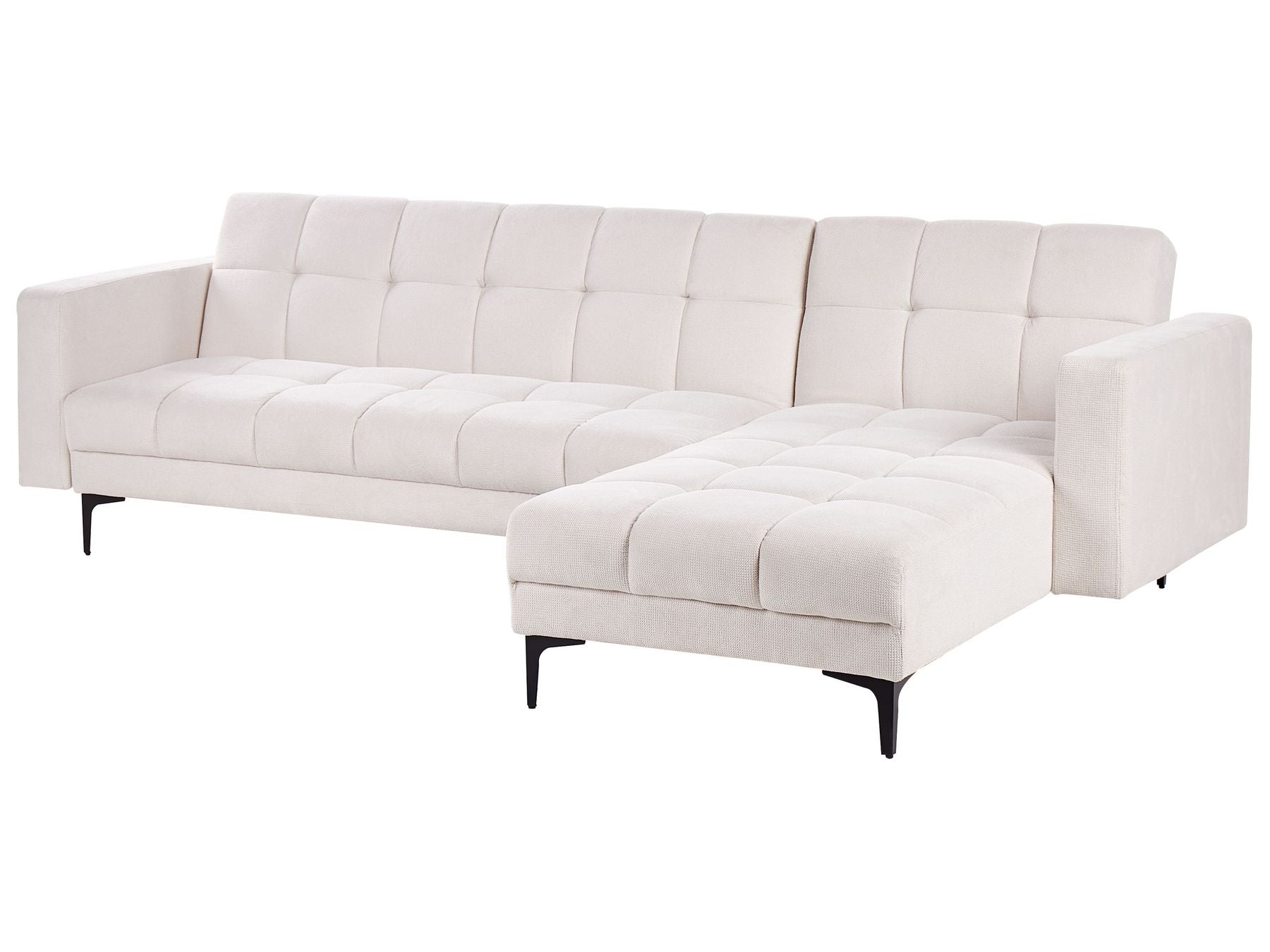 Modular Corner Sofa Bed ALNES Fabric Off-White 4 Seater