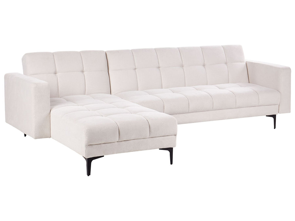 Modular Corner Sofa Bed ALNES Fabric Off-White 4 Seater Right Hand