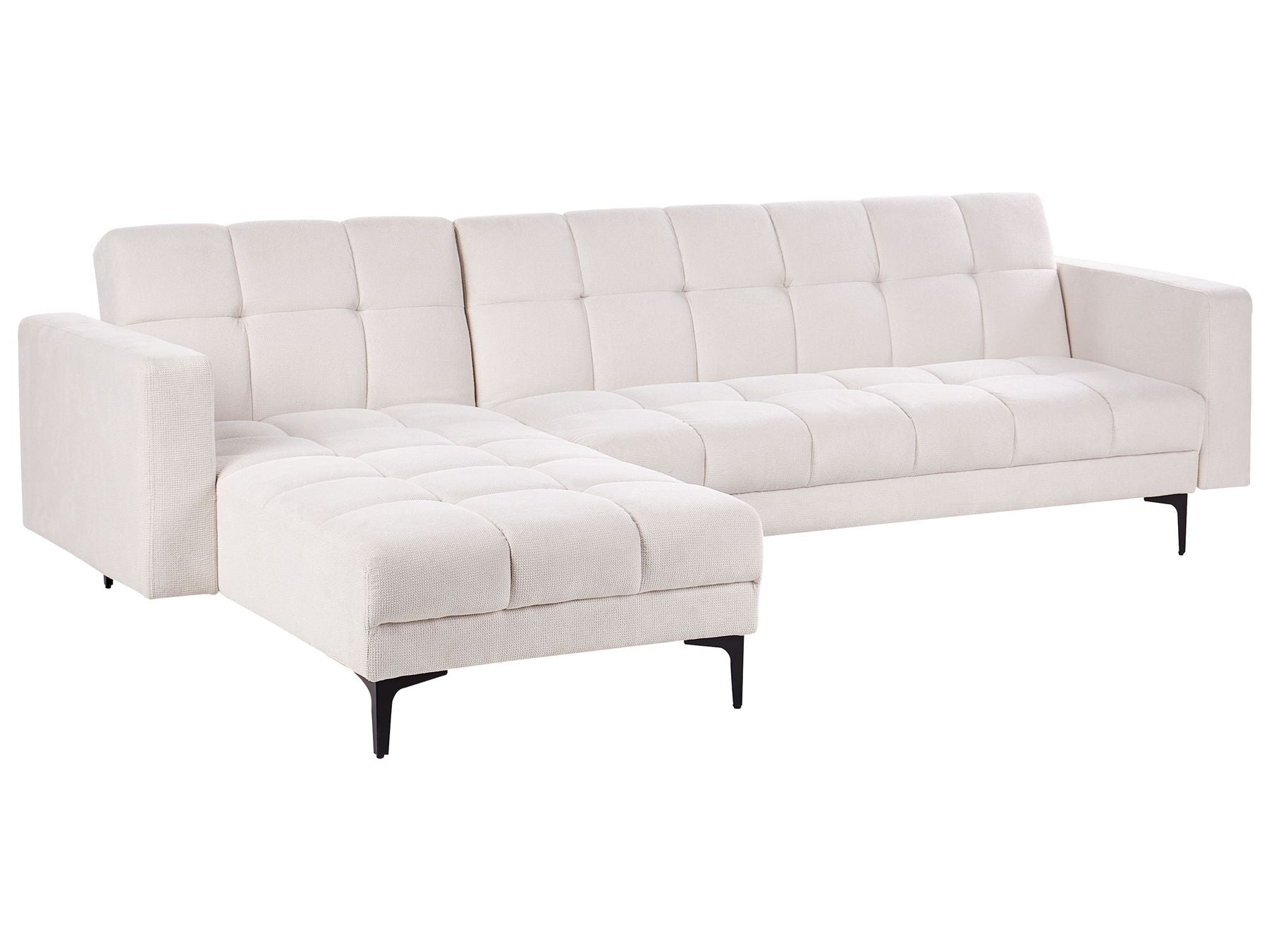Modular Corner Sofa Bed ALNES Fabric Off-White 4 Seater Right Hand
