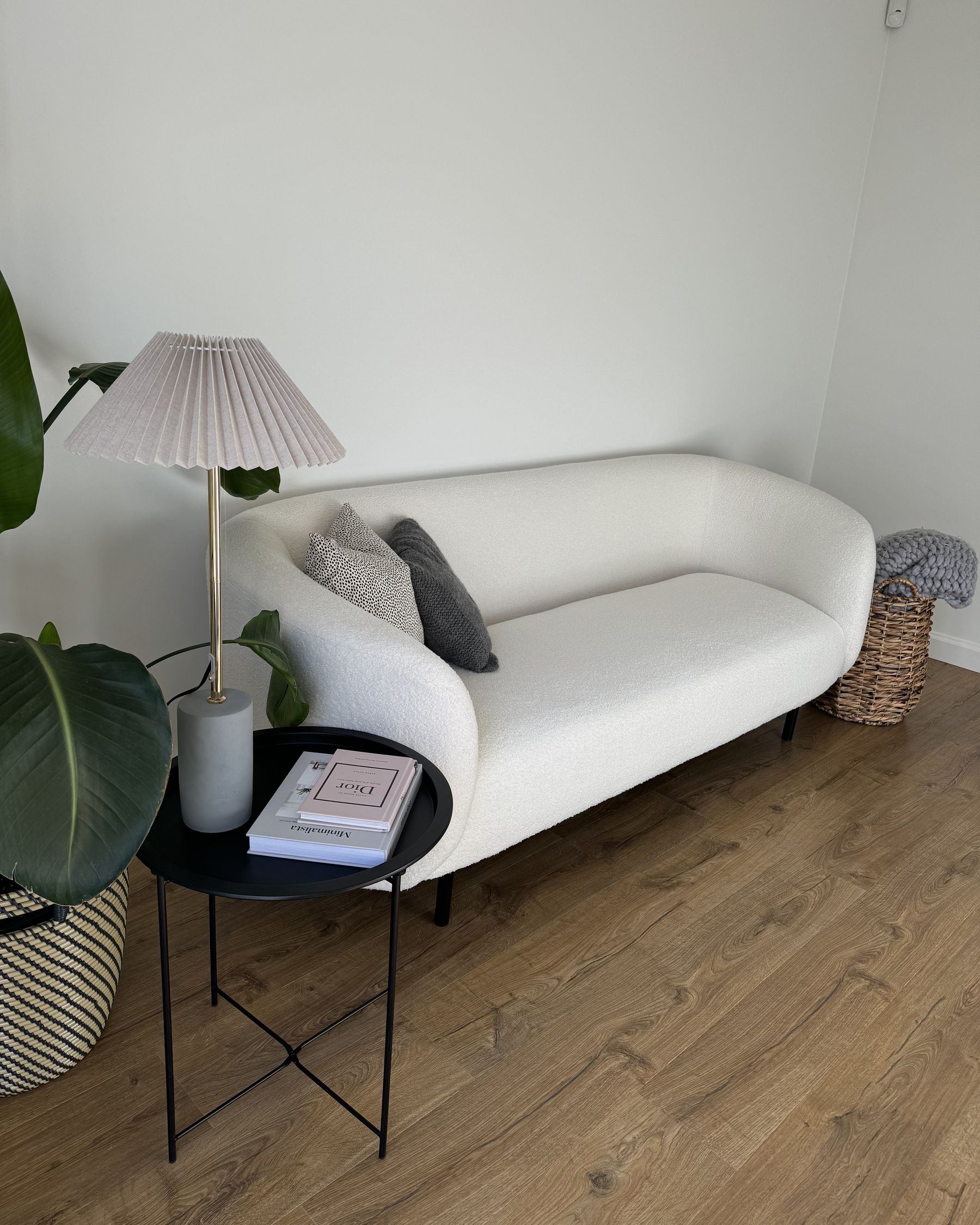 3 Seater Boucle Sofa White and Black LOEN