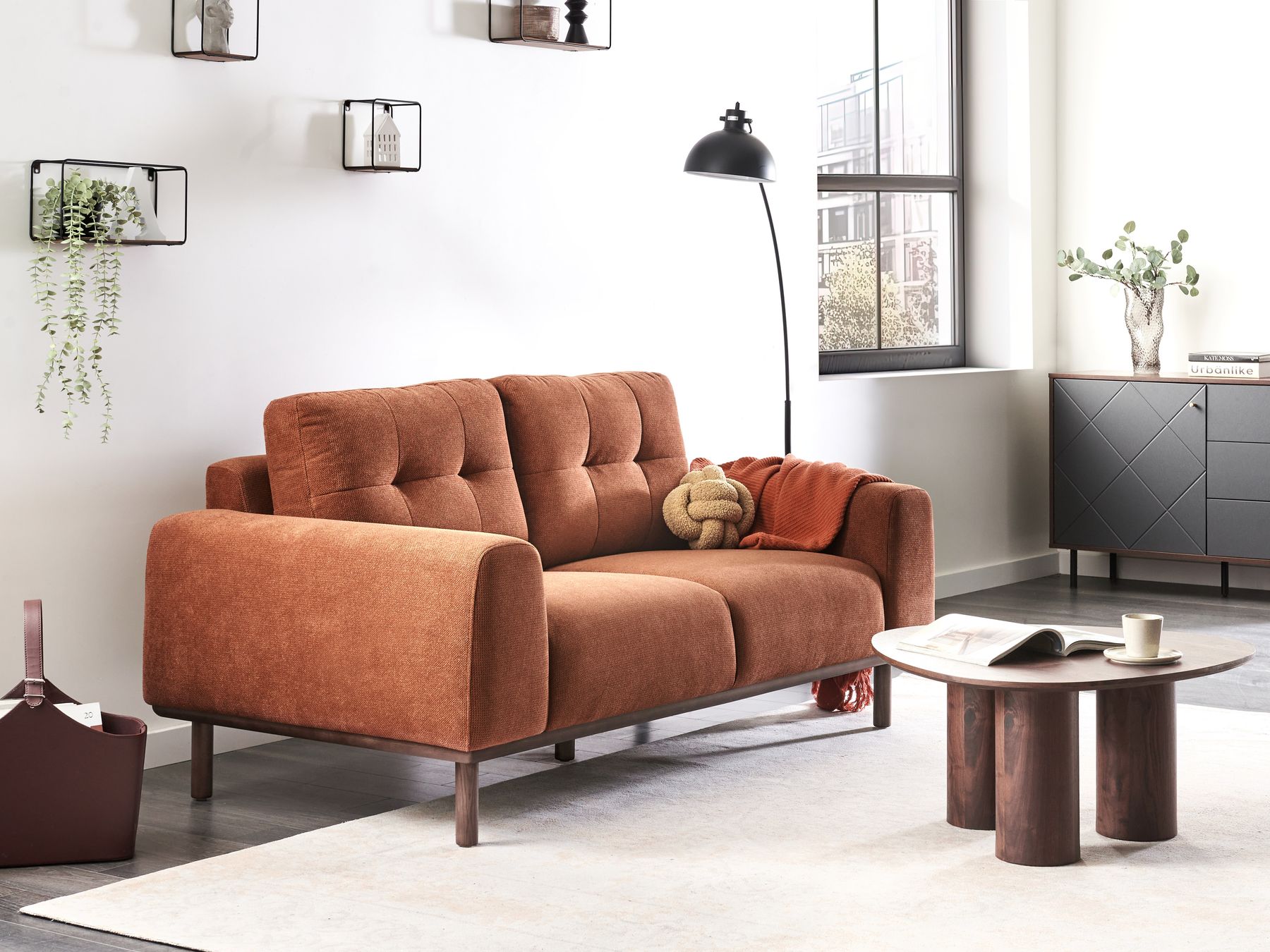 2 Seater Fabric Sofa Golden Brown LAURILA