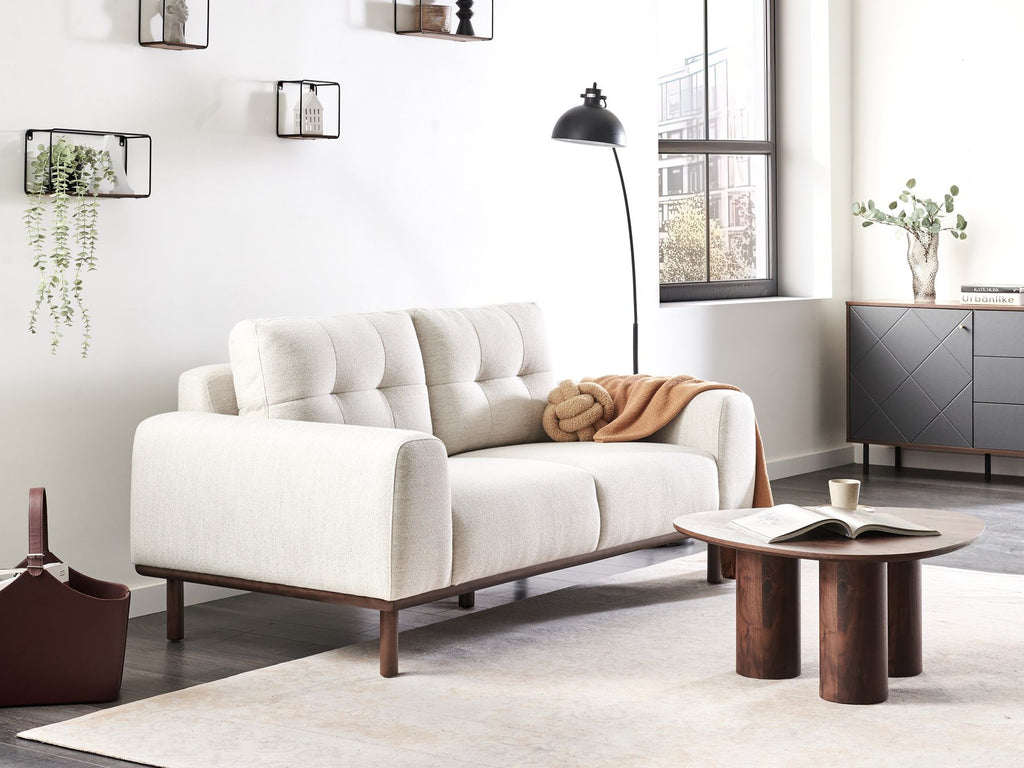 2 Seater Fabric Sofa Light Beige LAURILA