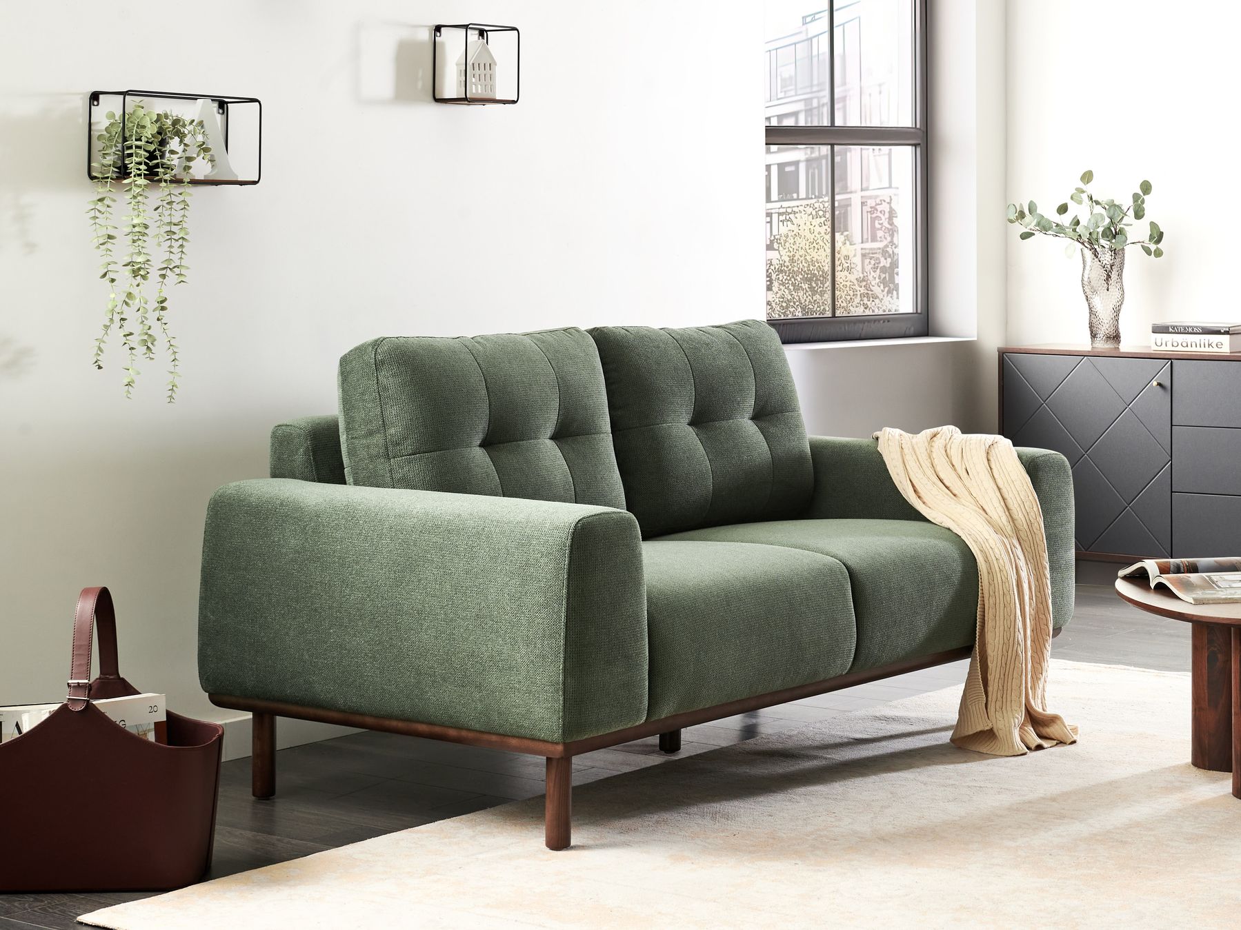 2 Seater Fabric Sofa Green LAURILA