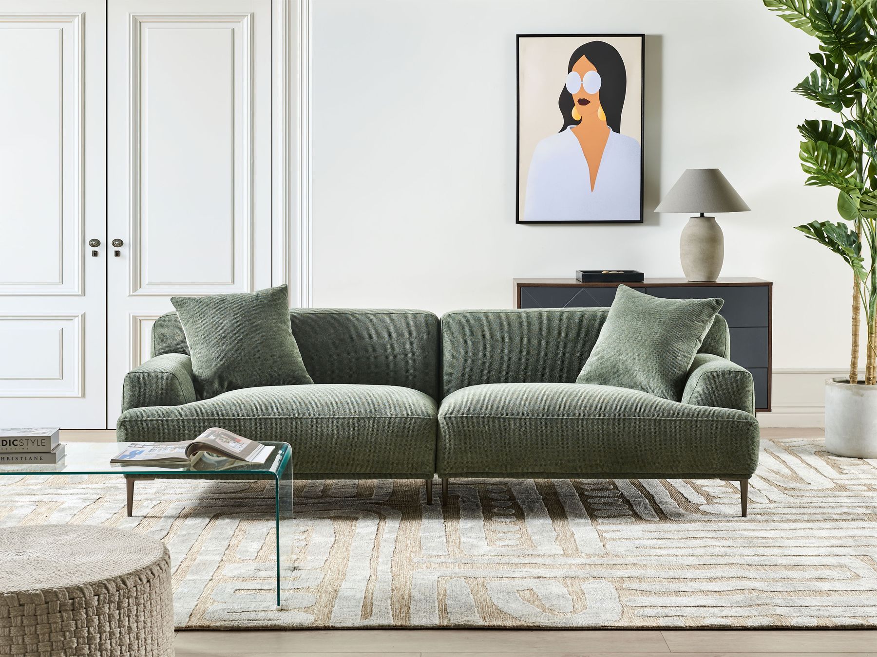 3 Seater Fabric Sofa Green MATILA