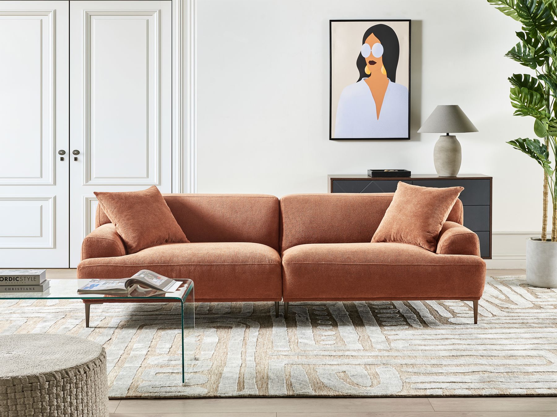 3 Seater Fabric Sofa Golden Brown MATILA
