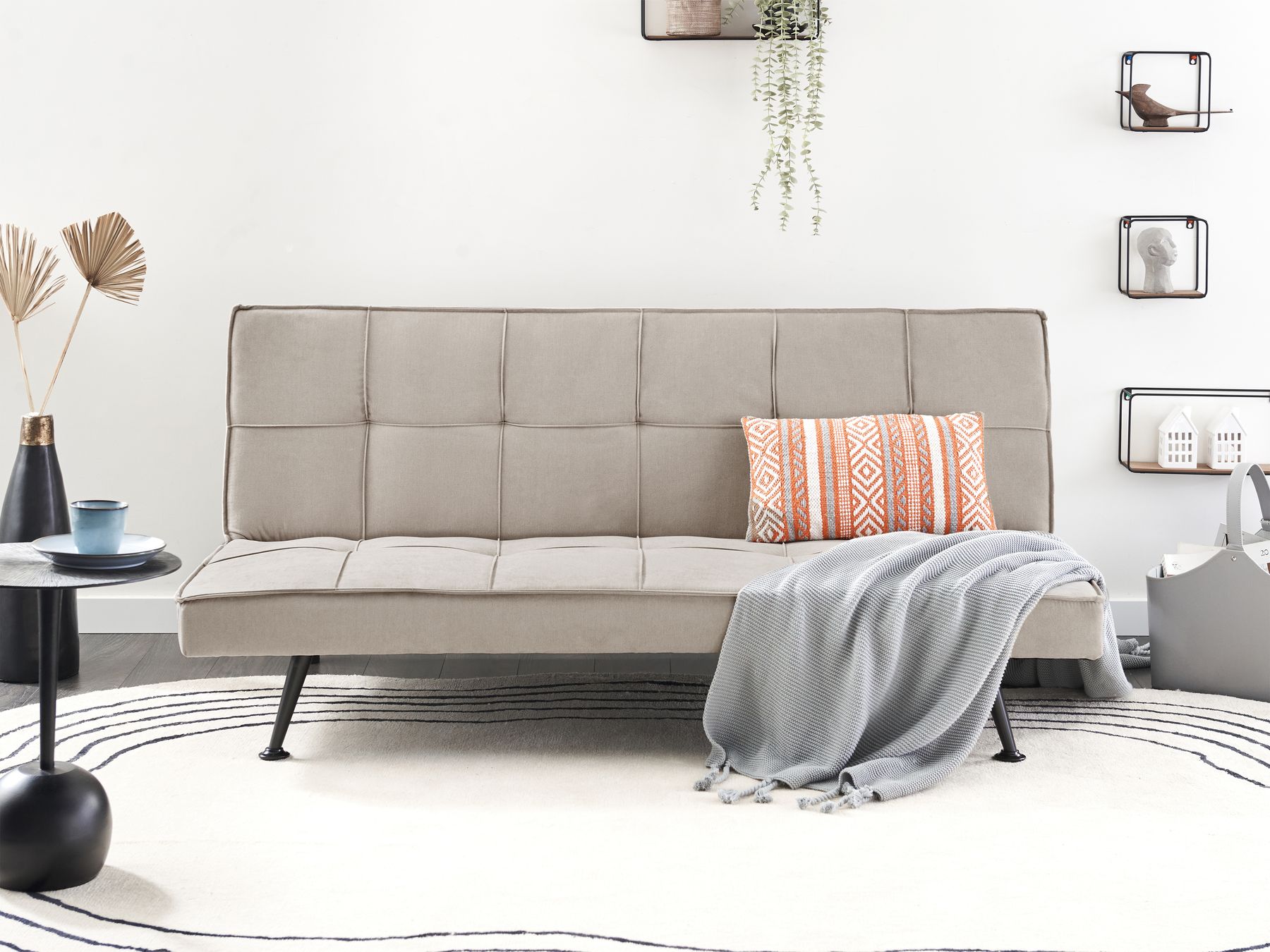 Sofa Bed HASLE Fabric Beige 3 Seater