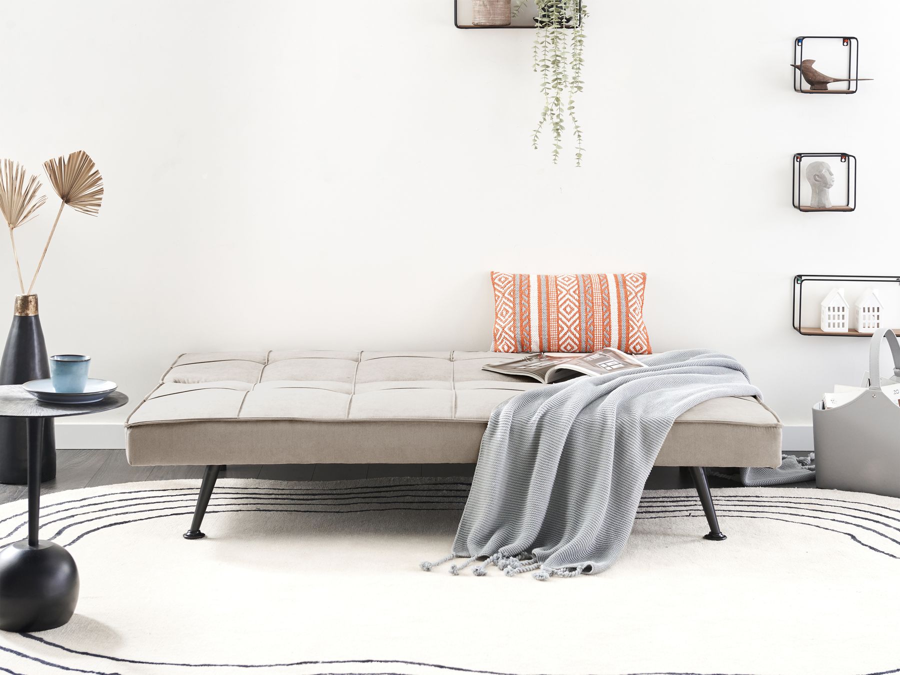 Sofa Bed HASLE Fabric Beige 3 Seater