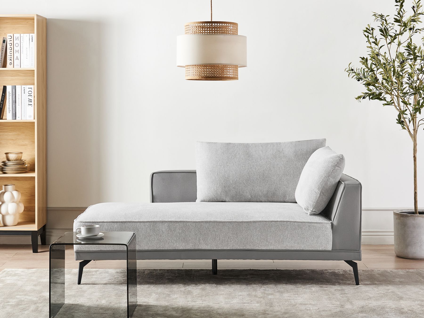 Corner Sofa MYKEN Fabric Light Grey 3 Seater Right Hand