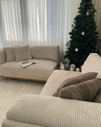4 Seater Cord Sofa Green Beige VENG