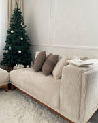 4 Seater Cord Sofa Green Beige VENG