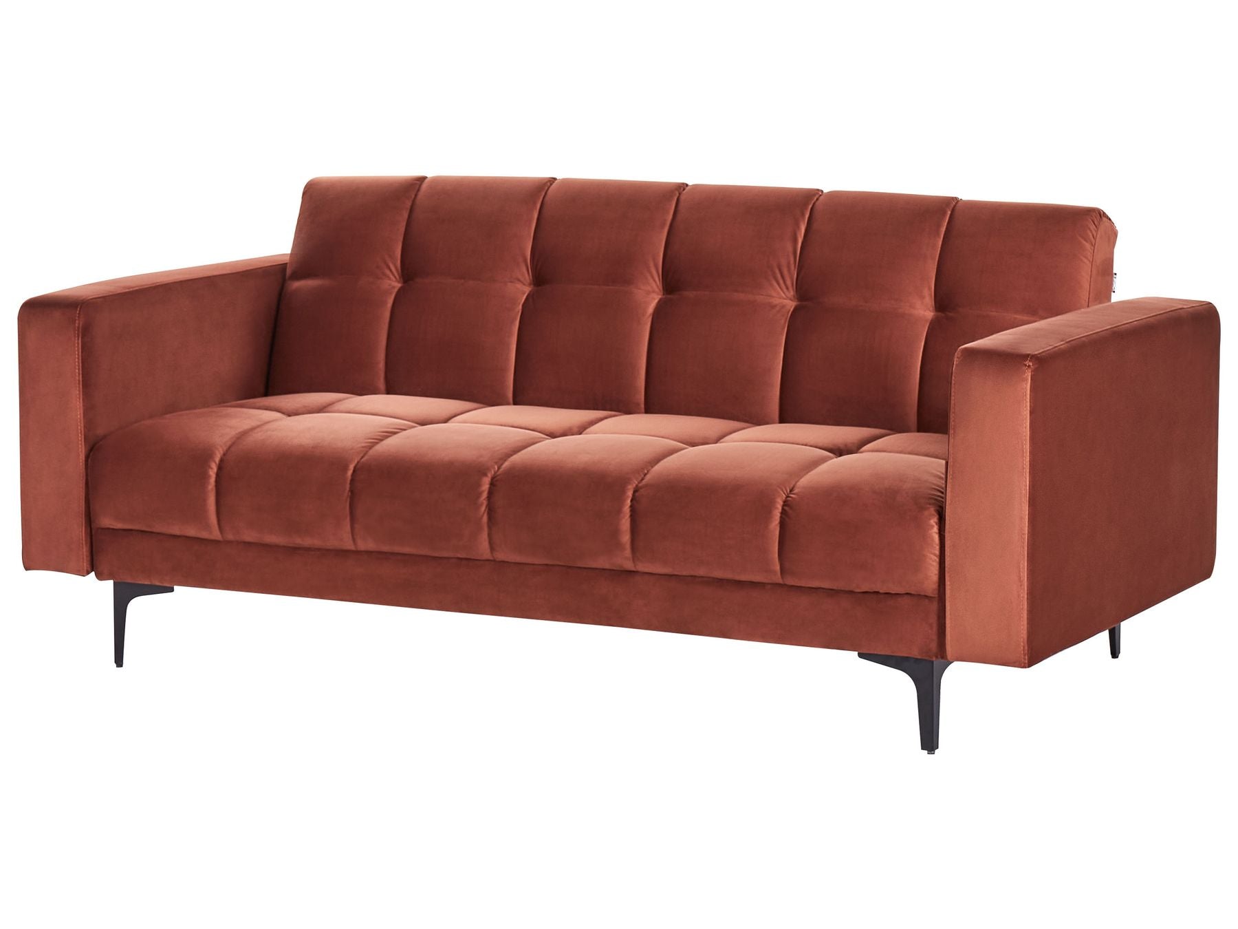 Sofa Bed ALNES Velvet Light Red 3 Seater