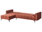 Modular Corner Sofa Bed ALNES Velvet Light Red 4 Seater Right Hand