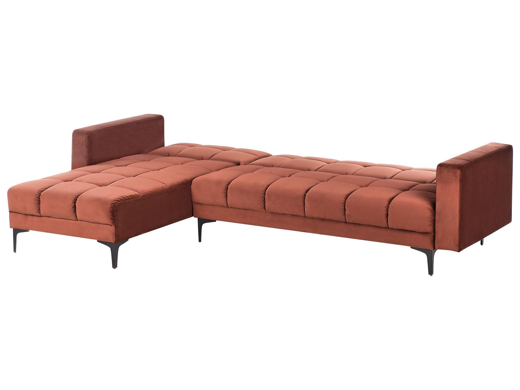Modular Corner Sofa Bed ALNES Velvet Light Red 4 Seater Right Hand