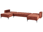 Modular U-Shape Sofa Bed ALNES Velvet Light Red 5 Seater