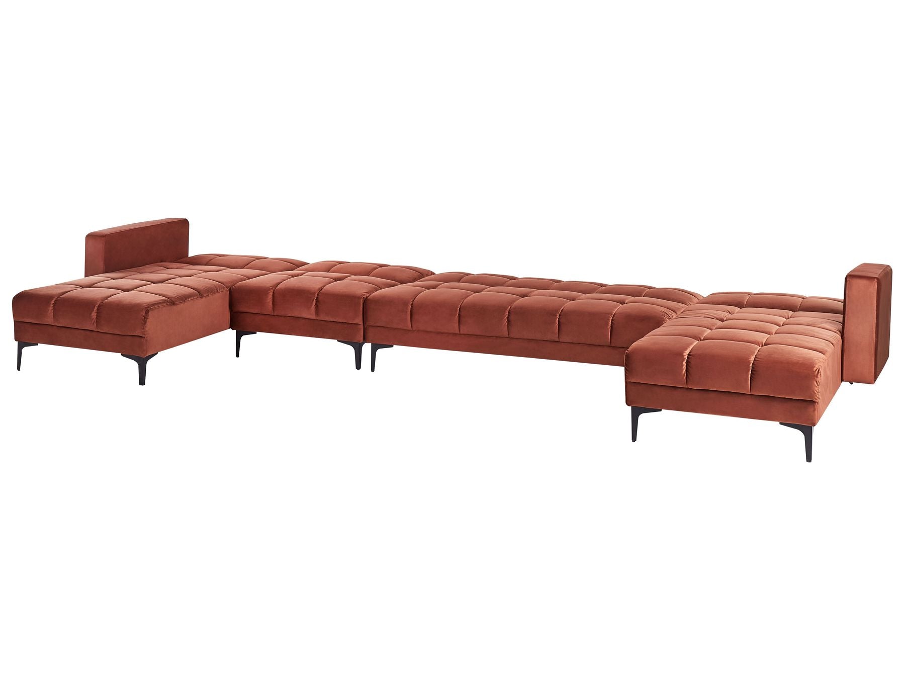 Modular U-Shape Sofa Bed ALNES Velvet Light Red 6 Seater