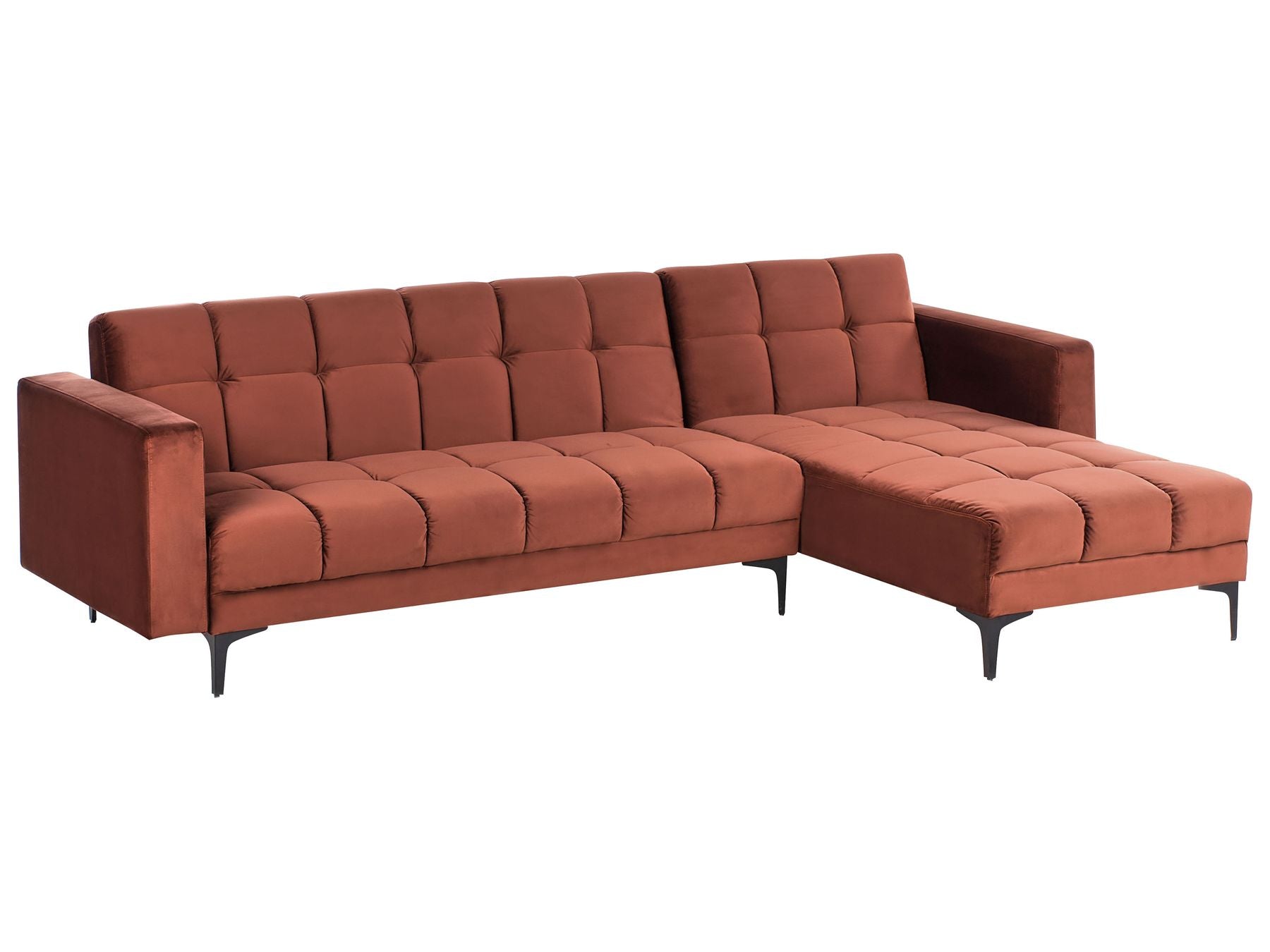 Modular Corner Sofa Bed ALNES Velvet Light Red 4 Seater