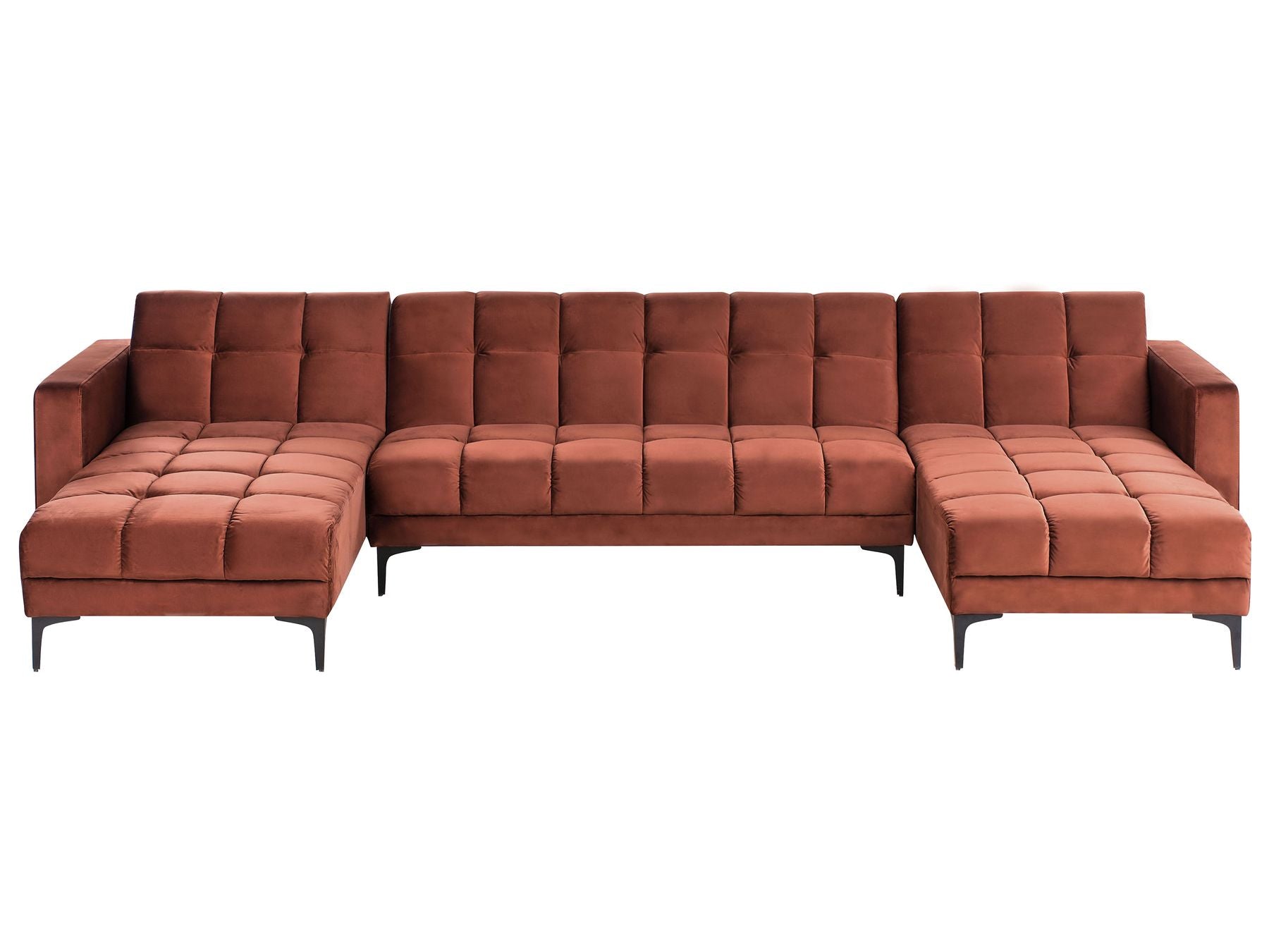 Modular U-Shape Sofa Bed ALNES Velvet Light Red 5 Seater