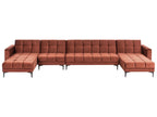 Modular U-Shape Sofa Bed ALNES Velvet Light Red 6 Seater